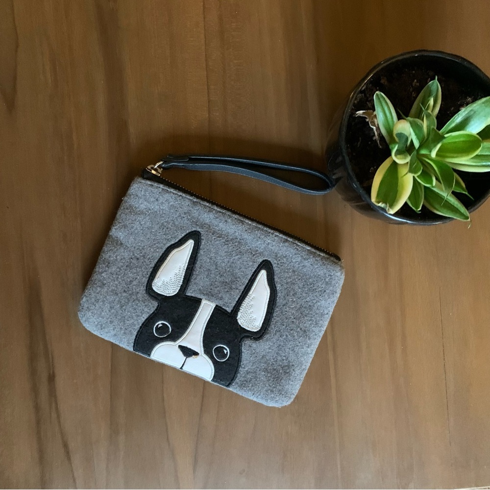 Cute Boston Terrier Dog Face Wristlet Pouch